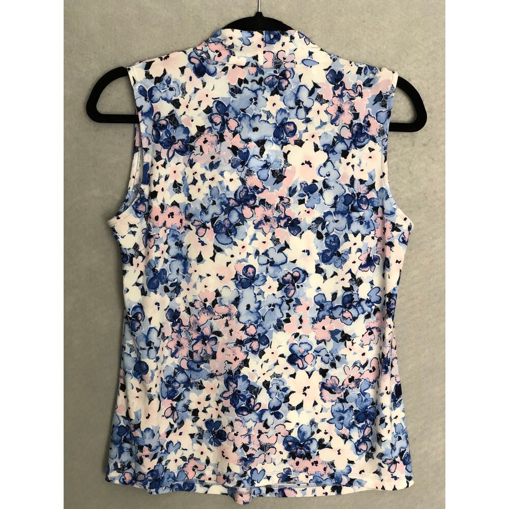 Kasper Twist-Neck Top Sleeveless California Sky Multi Women's Petite Small NEW - Picture 5 of 10